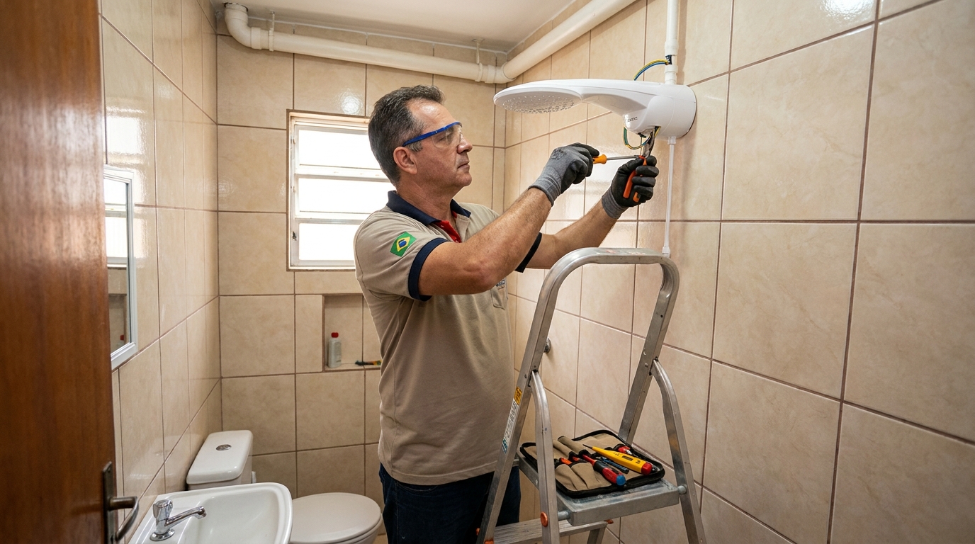 Substituição de Chuveiro Antigo em Gravataí‑RS
